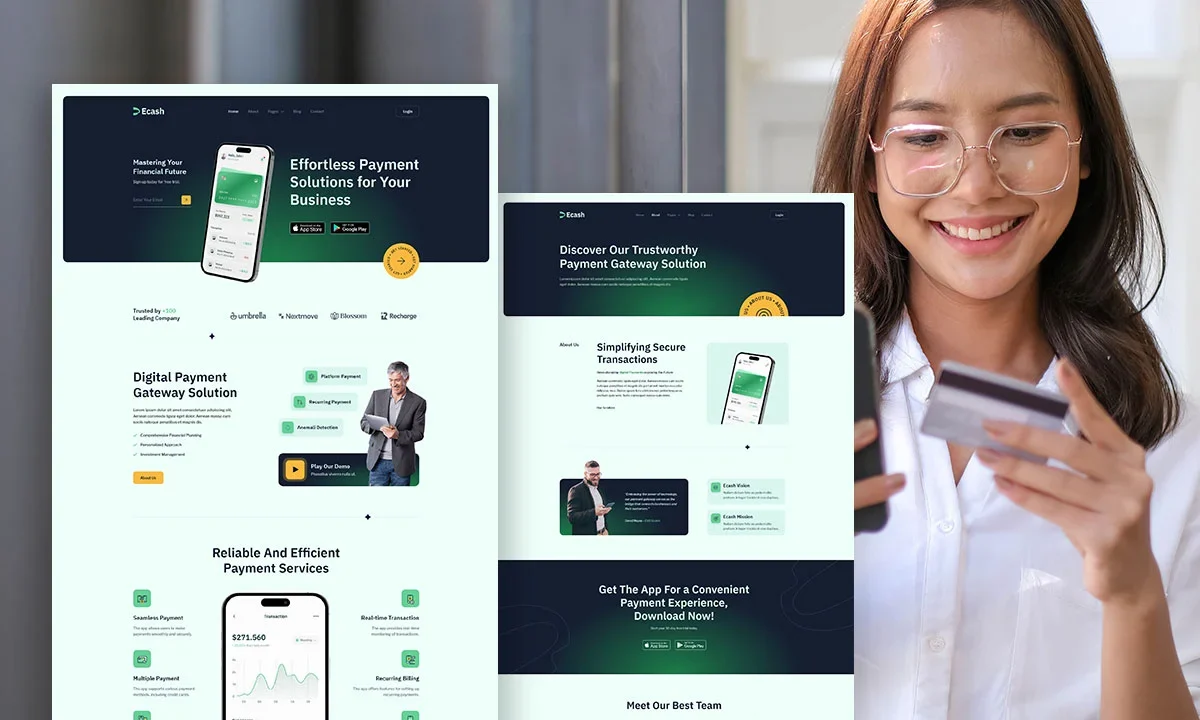 eCash – Online Payment Gateway & Fintech Elementor Template Kit