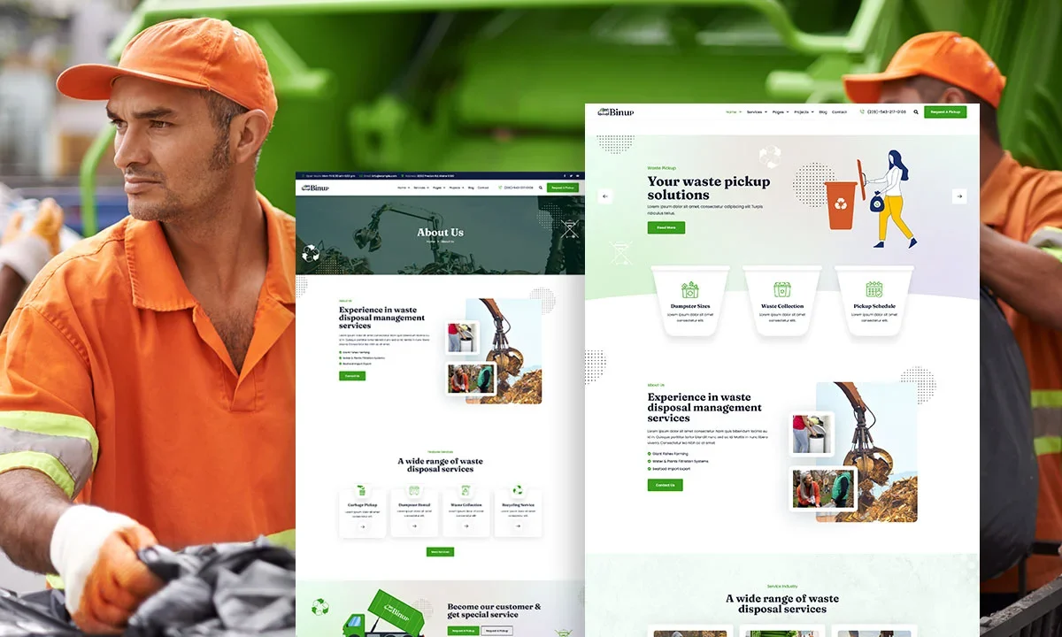 BinUp – Waste Pickup & Disposal Services Elementor Template Kit