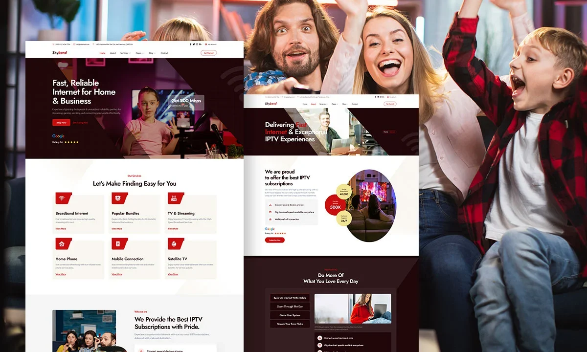 Skyband – ISP Broadband & IPTV Services Elementor Template Kit