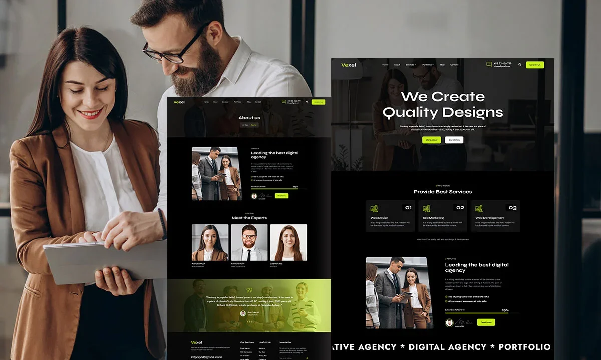 Vexel – Dark Web Design Agency Elementor Template Kit