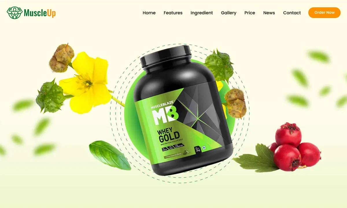 Muscleup- Supplement Landing Page Elementor Template