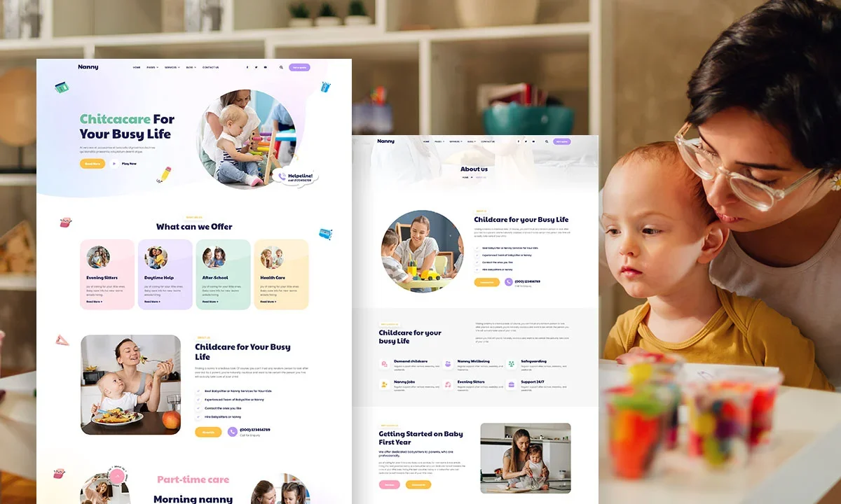 Nanny – Babysitter & Nannies Services Elementor Template Kit