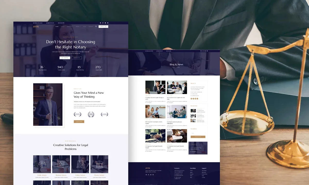 Ayin – Notary Public & Legal Services Elementor Template Kit