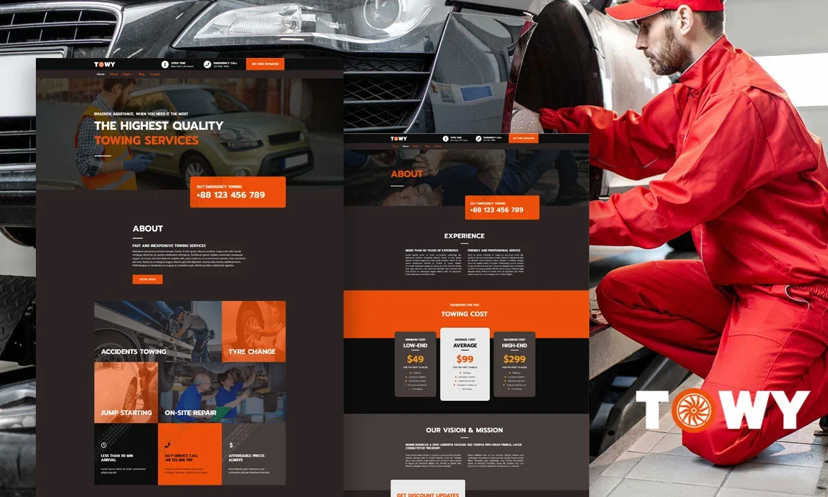 Towy – Towing Services Elementor Template Kit