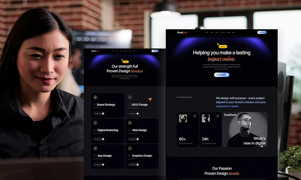 Duskford – Creative Dark Digital Agency Elementor Template Kit