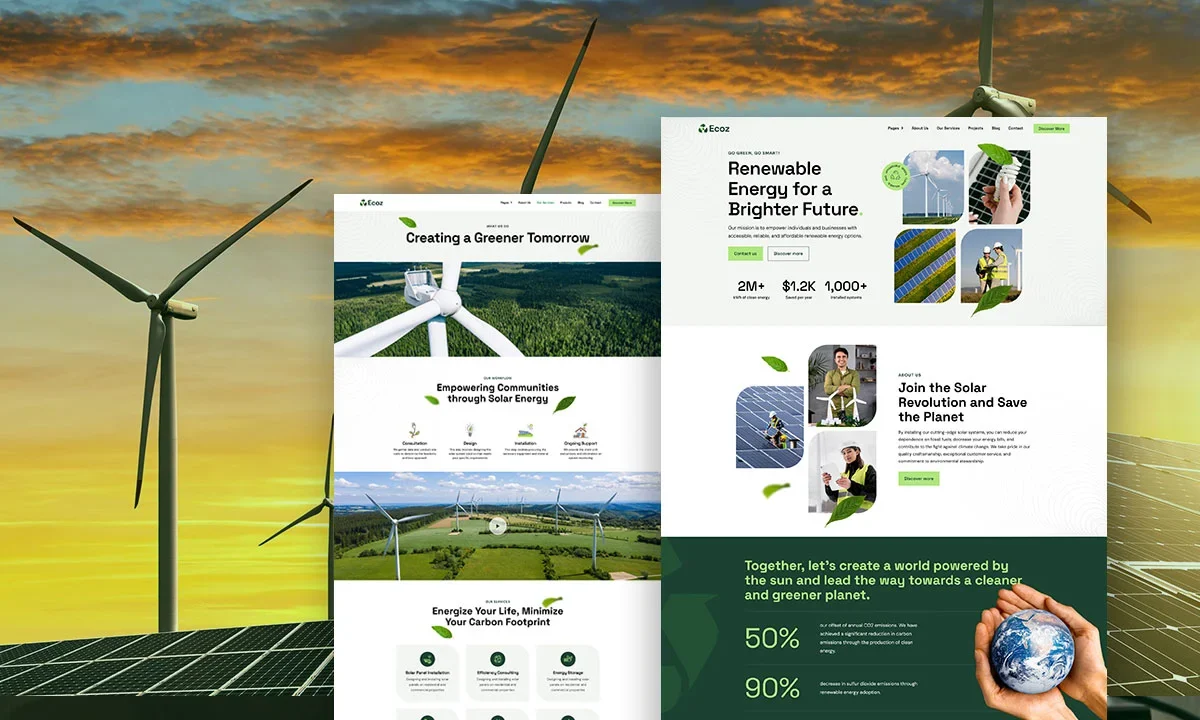 Ecoz – Solar & Renewable Energy Elementor Template Kit