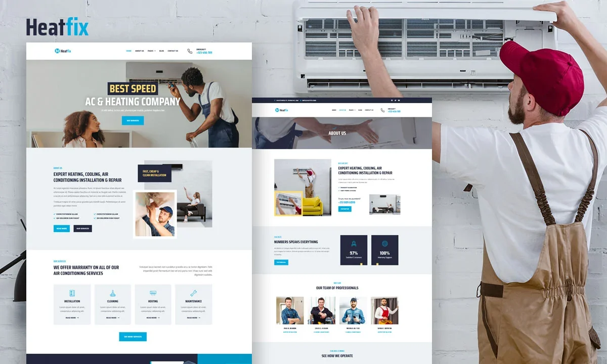 HeatFix – Air Conditioning Services Elementor Template Kit