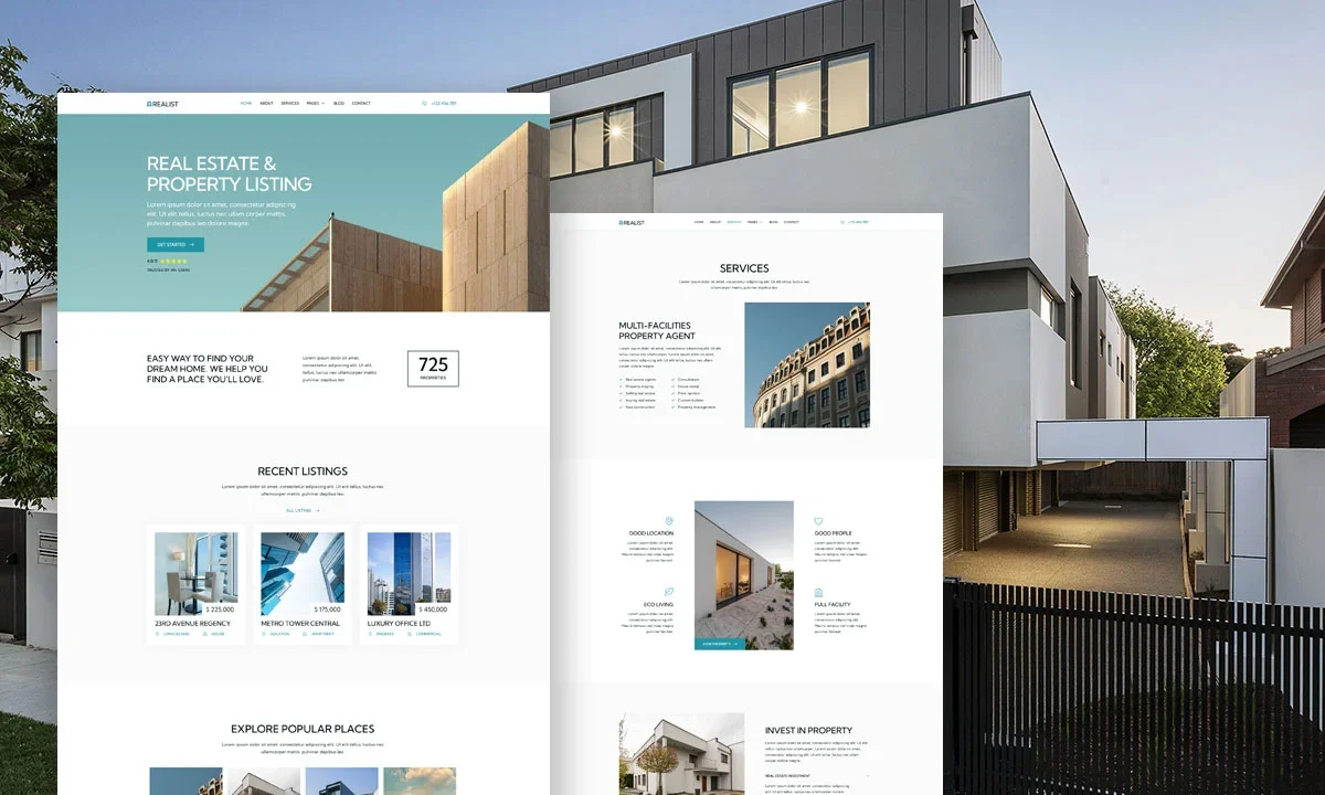 Realist – Real Estate & Property Listing Elementor Template Kit
