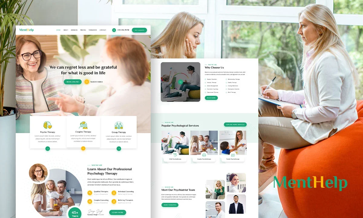 Menthelp – Psychologist & Mental Health Elementor Template Kit
