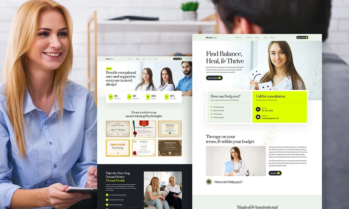 MindCare – Psychologist, Mental Health Counseling & Therapy Elementor Template Kit