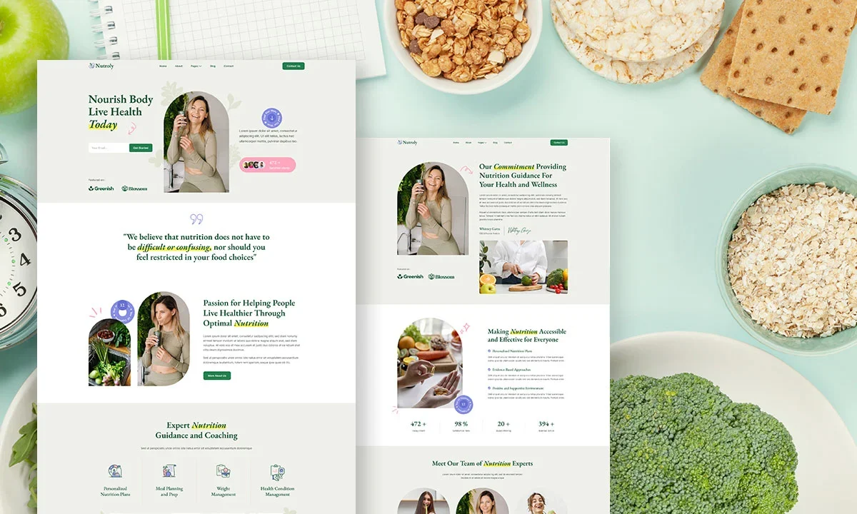 Nutroly- Nutrition Coach & Nutritionist Elementor Template Kit