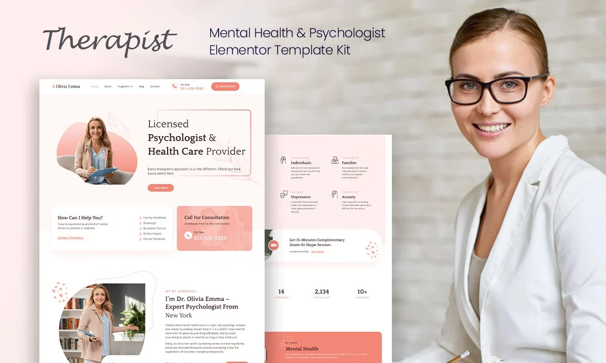 Therapist – Mental Health & Psychologist Elementor Template Kit