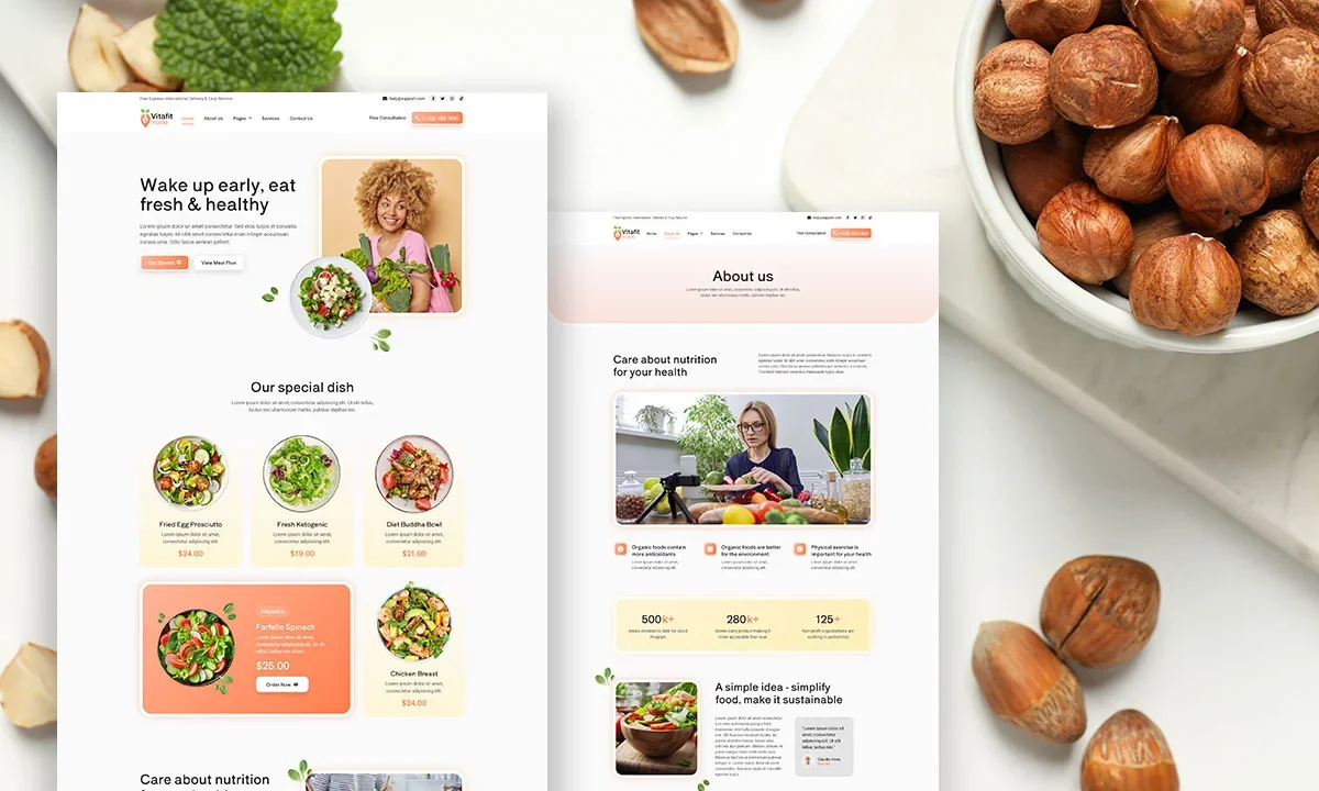 VitaFit – Healthy Food & Nutrition Elementor Pro Template Kit